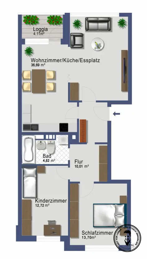 Grundriss -- Zu Hause ankommen - 3 Zimmer Wohnung mit Keller in Pinneberg zu mieten