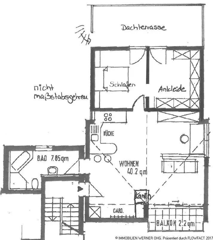 Der Grundriss der Wohnung -- ***Tolle 3-Zimmer DG-Wohnung mit Kachelofen, Balkon, Terrasse und Carport***