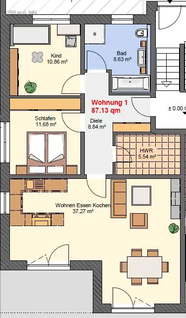 West Farbe OG -- Erstbezug: schöne 3-Zimmer-Wohnung traumhafte Lage Nähe Pfarrkirchen