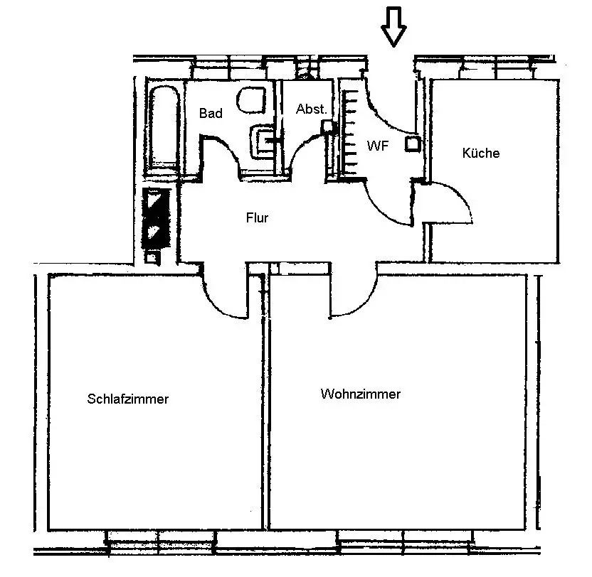 Grundriss -- 2-Zimmer-Wohnung zentrumsnah zu vermieten