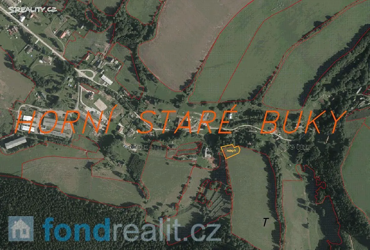 Prodej  pozemku 1 635 m², Staré Buky, okres Trutnov