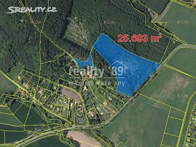 Prodej  lesa 25 693 m², Stříbrná Skalice - část obce Hradec, okres Praha-východ