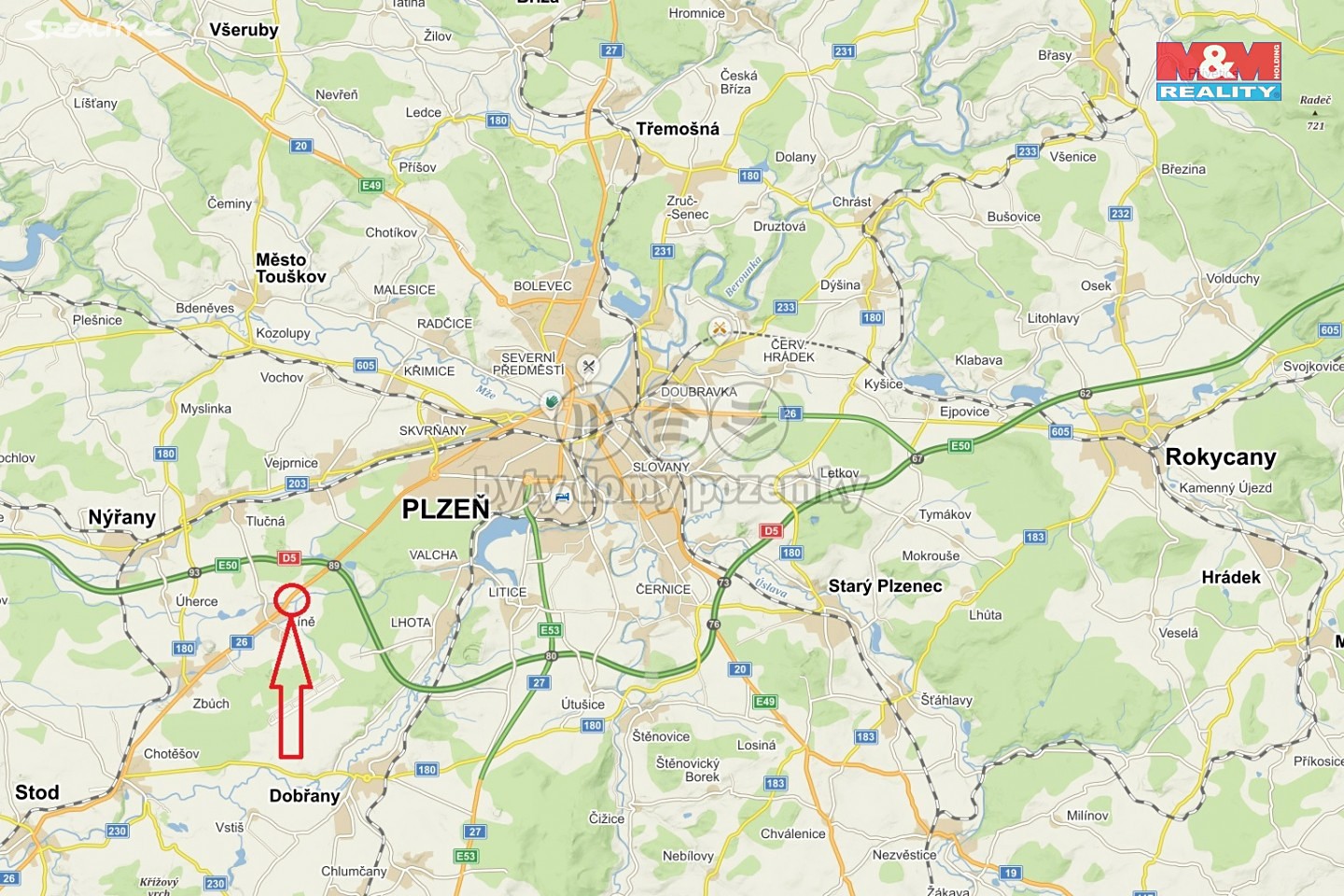 Prodej  komerčního pozemku 71 206 m², Líně, okres Plzeň-sever