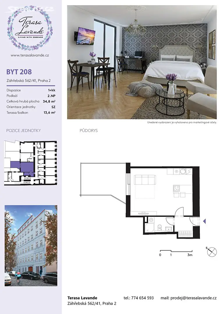 Prodej bytu 1+kk 34 m², Záhřebská, Praha 2 - Vinohrady