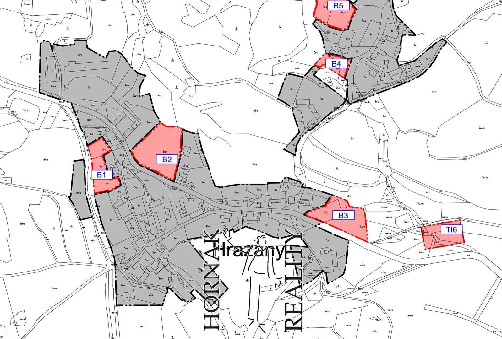 Prodej  stavebního pozemku 3 932 m², Hrazany, okres Písek