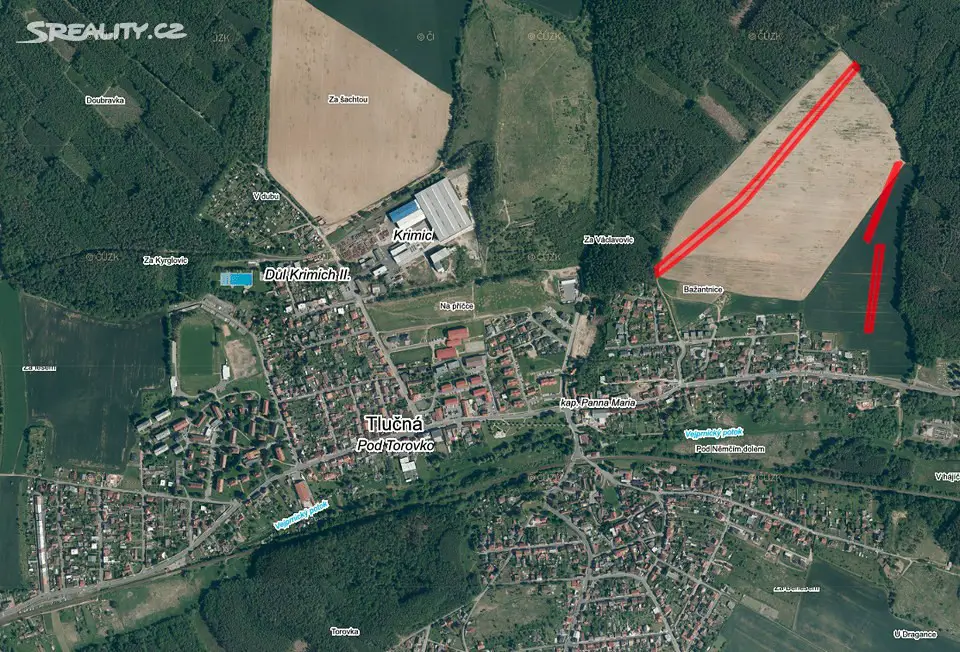 Prodej  stavebního pozemku 16 035 m², Tlučná, okres Plzeň-sever