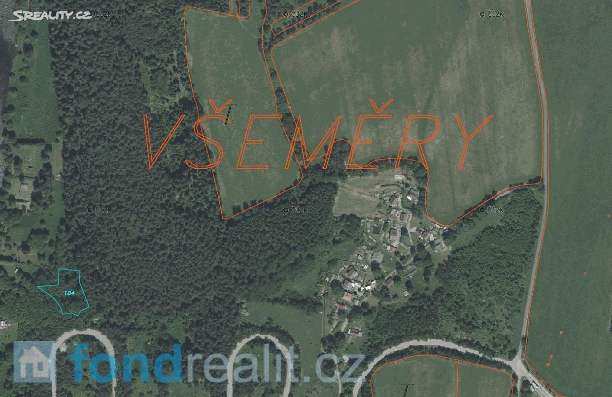 Prodej  pozemku 2 088 m², Přídolí - Všeměry, okres Český Krumlov