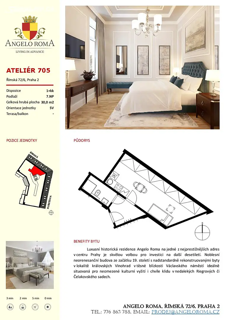 Prodej bytu 1+kk 30 m² (Podkrovní), Římská, Praha 2 - Vinohrady