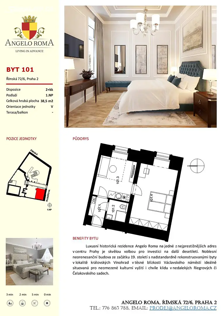 Prodej bytu 2+kk 38 m², Římská, Praha 2 - Vinohrady