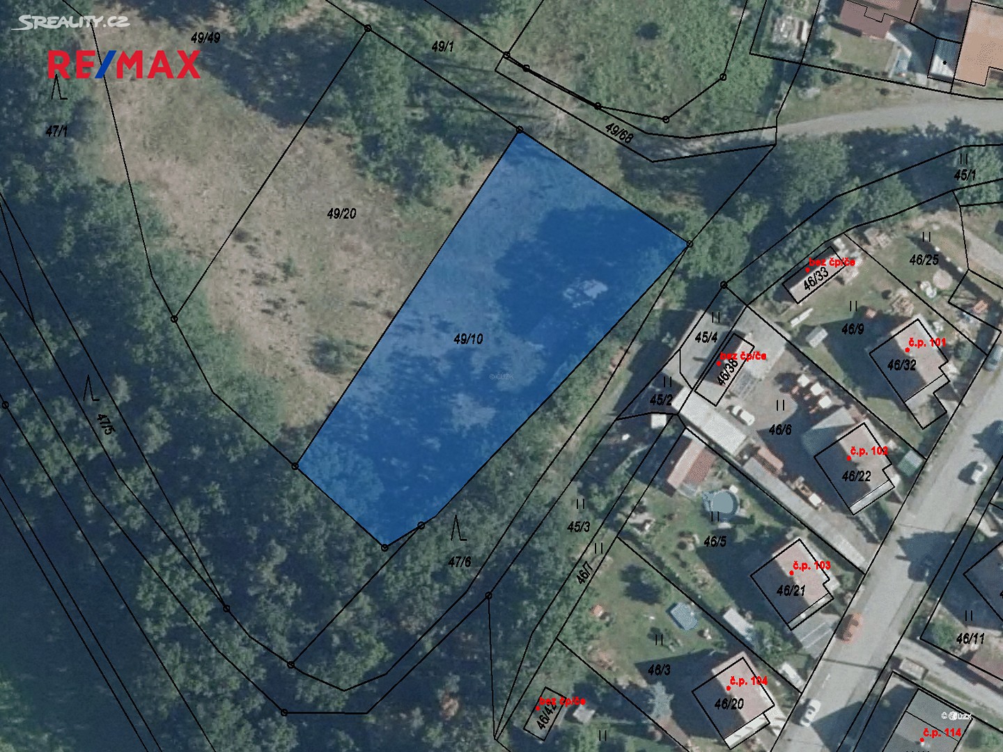 Prodej  stavebního pozemku 1 912 m², Holany, okres Česká Lípa