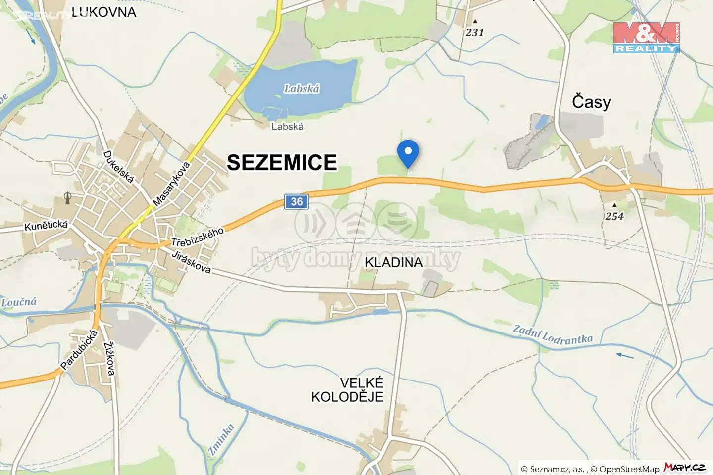 Prodej  louky 3 761 m², Sezemice - Kladina, okres Pardubice