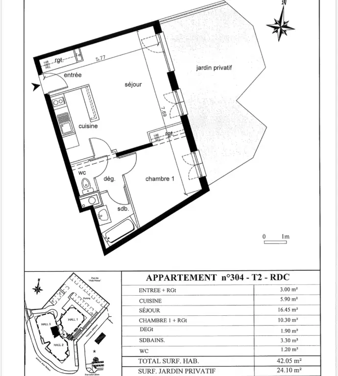 Vente appartement 2 pièces 42,05 m2