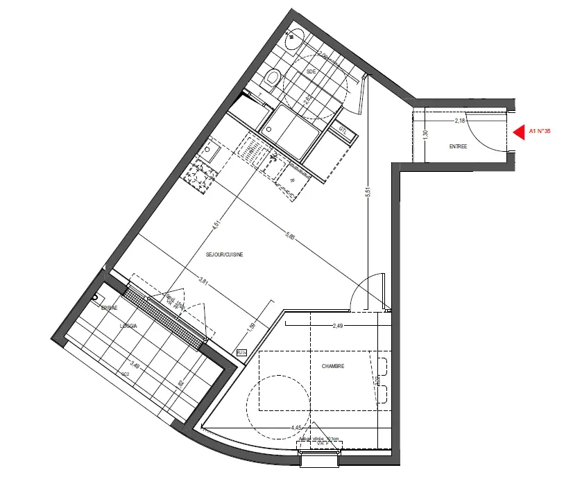 Vente appartement 2 pièces 44,64 m2