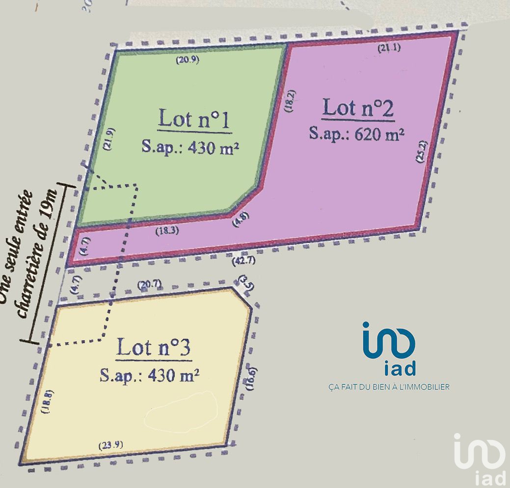 Vente terrain 620 m2