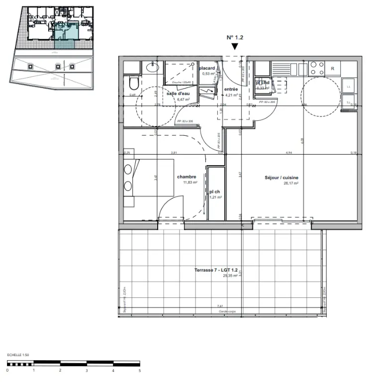 Vente appartement 2 pièces 50,75 m2
