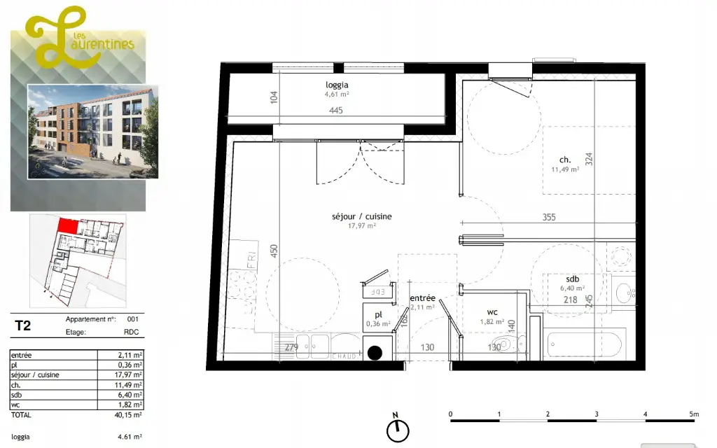 Vente appartement 2 pièces 40,15 m2