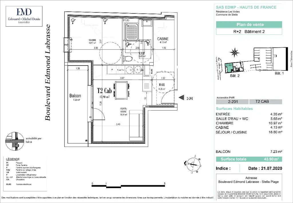 Vente appartement 2 pièces 43,9 m2
