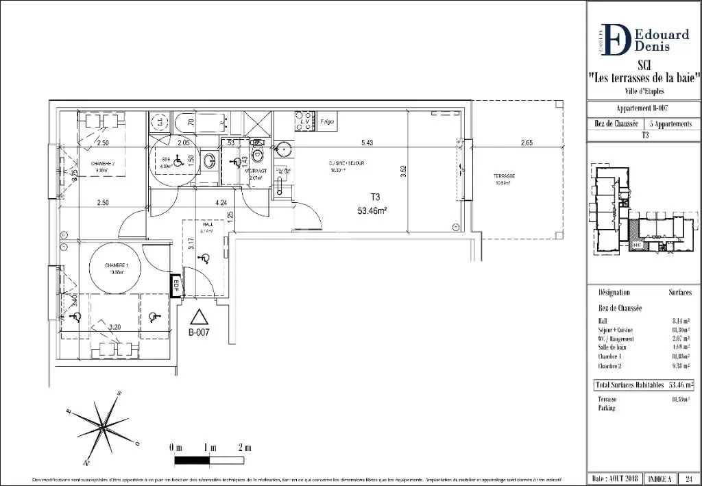 Vente appartement 3 pièces 53,46 m2