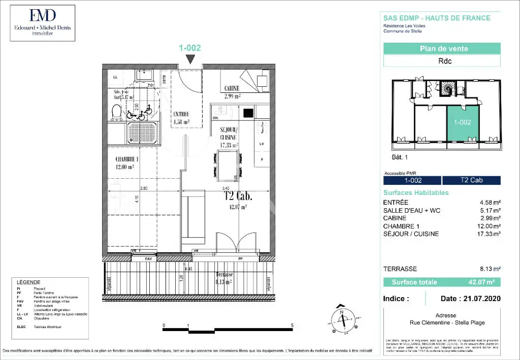 Vente appartement 2 pièces 42,07 m2