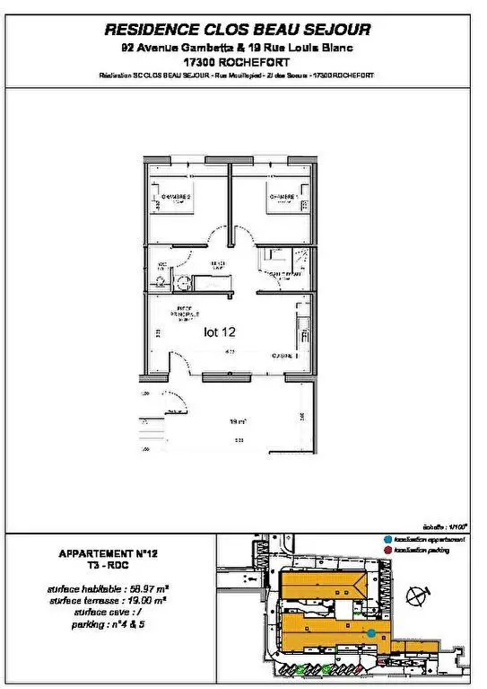 Vente appartement 3 pièces 58,97 m2