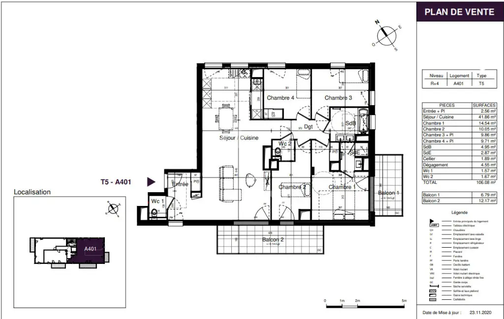 Vente appartement 5 pièces 106,08 m2