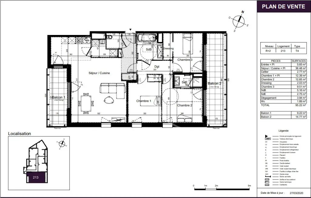 Vente appartement 4 pièces 95,22 m2