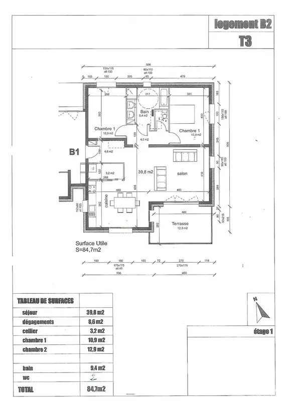 Vente appartement 3 pièces 87 m2