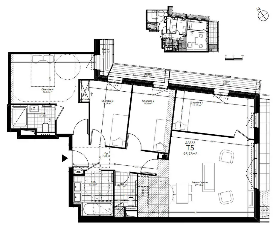 Vente appartement 5 pièces 95,73 m2