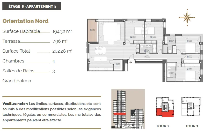Vente appartement 5 pièces 194 m2