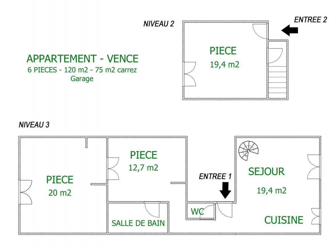 Vente appartement 6 pièces 120 m2