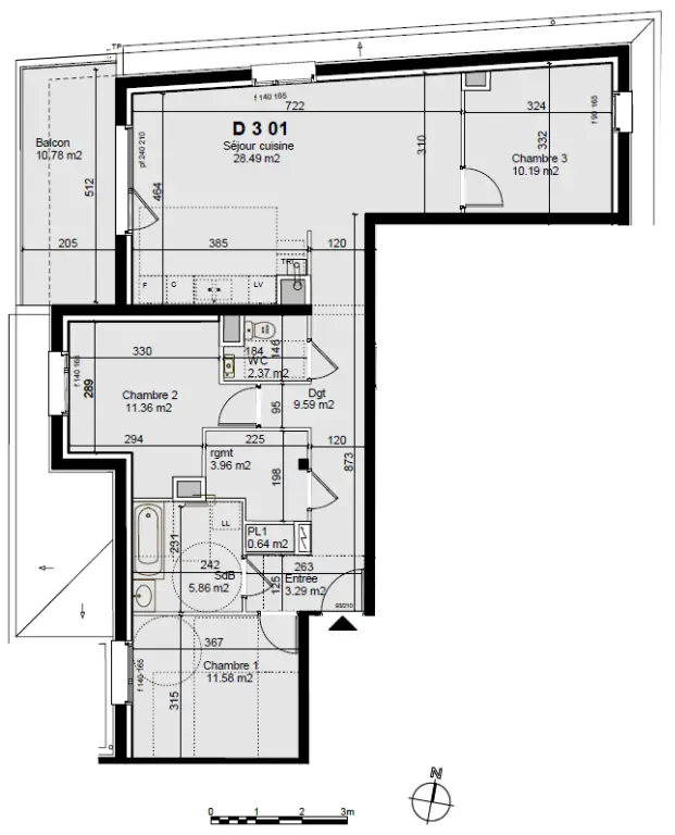 Vente appartement 4 pièces 87,34 m2