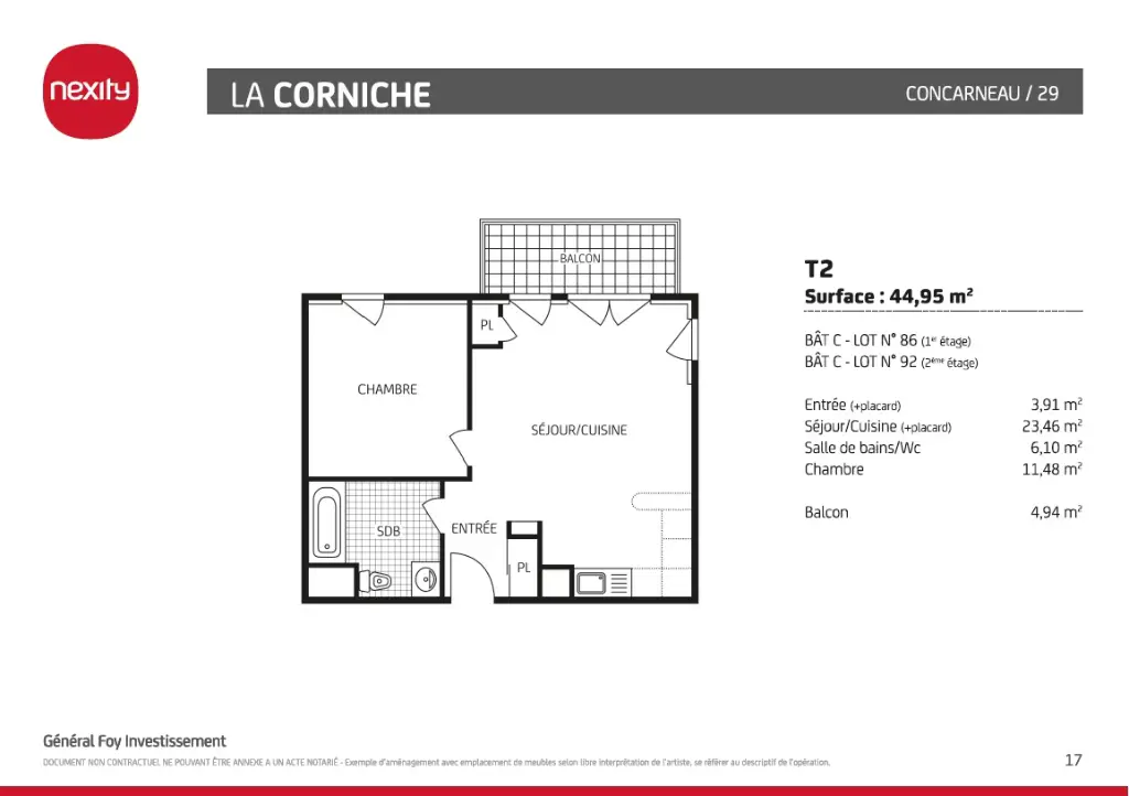 Vente appartement 2 pièces 44,95 m2