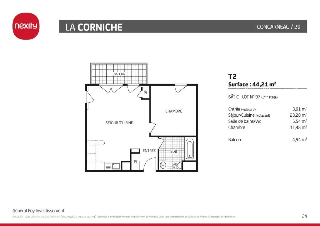 Vente appartement 2 pièces 44,21 m2