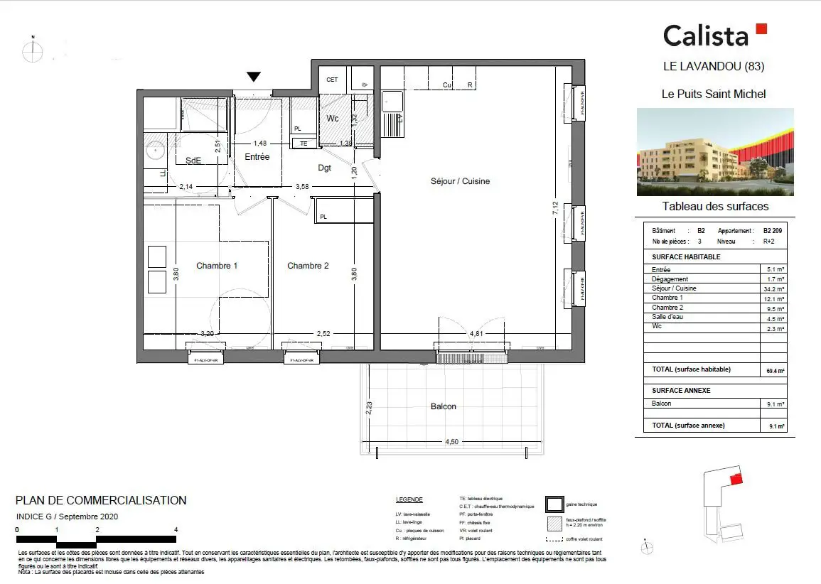 Vente appartement 3 pièces 69,4 m2