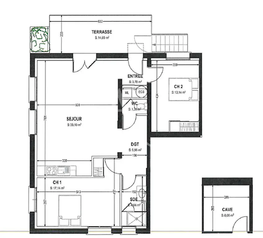 Vente appartement 3 pièces 79,15 m2