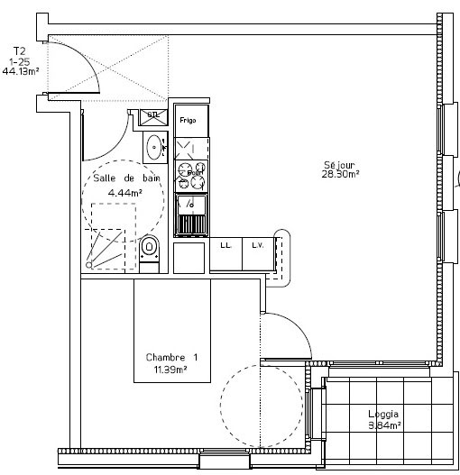 Location appartement 2 pièces 44,29 m2