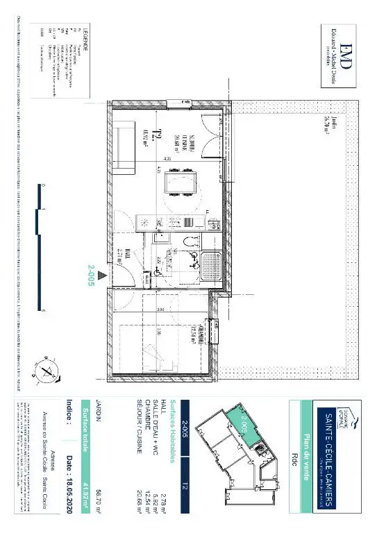 Vente appartement 2 pièces 41,92 m2