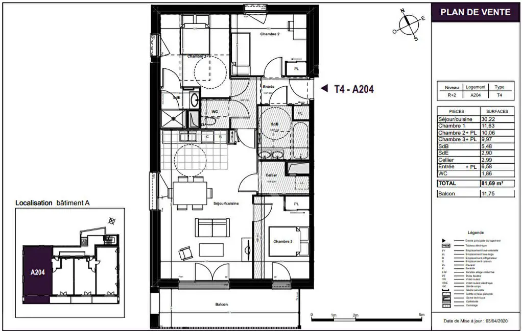 Vente appartement 4 pièces 81,69 m2