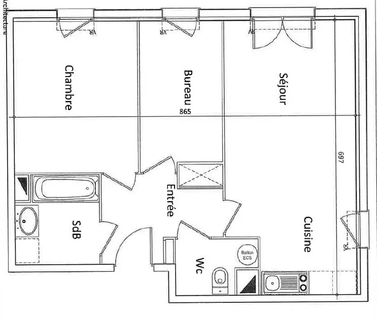 Vente appartement 3 pièces 54,46 m2