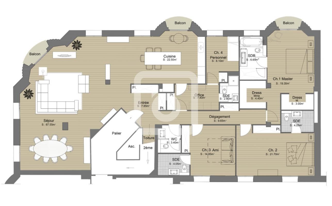 Vente appartement 6 pièces 126 m2