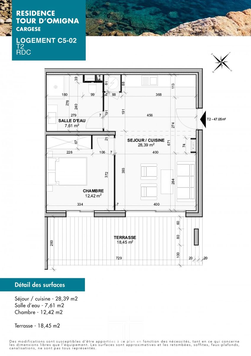Vente appartement 2 pièces 47,05 m2