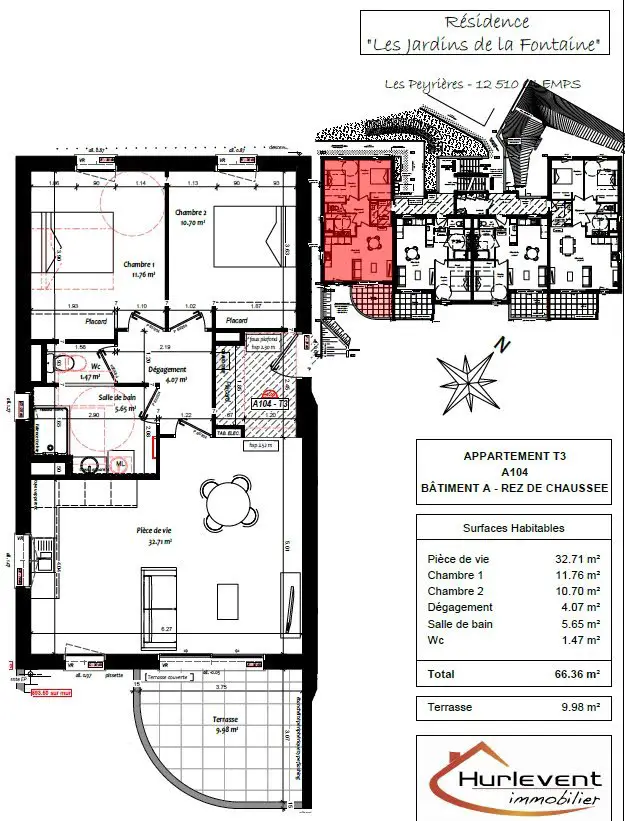 Vente appartement 3 pièces 66,36 m2