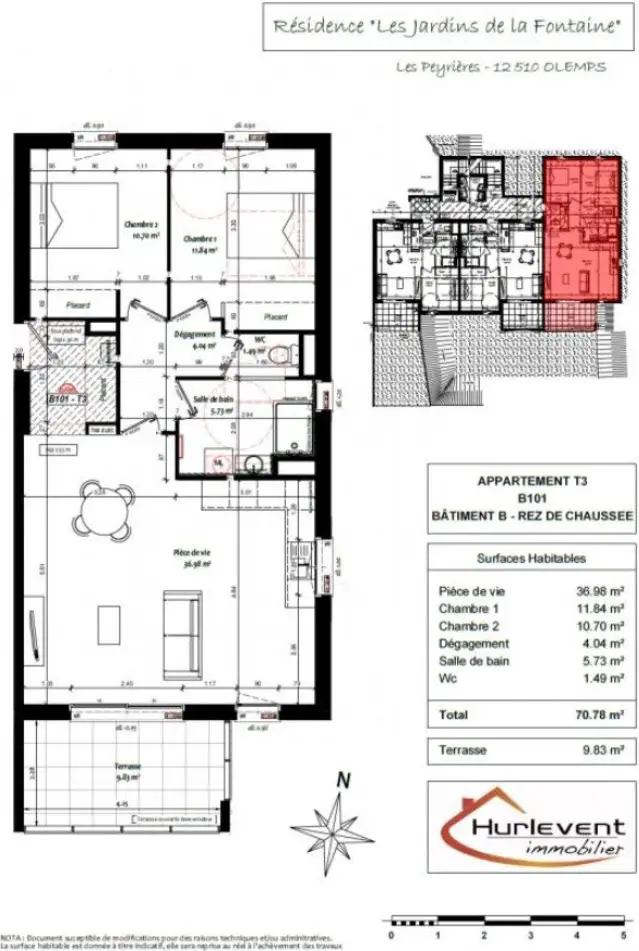 Vente appartement 3 pièces 70,78 m2