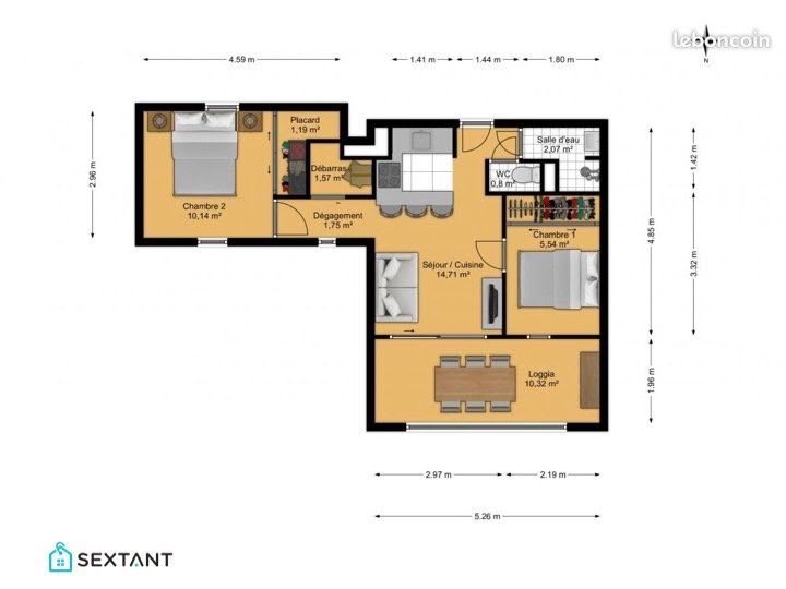 Vente appartement 3 pièces 49 m2
