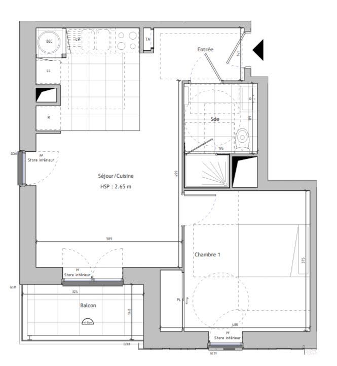 Vente appartement 2 pièces 44,33 m2