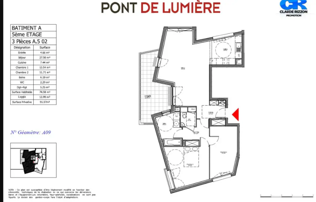 Location appartement 3 pièces 78,58 m2