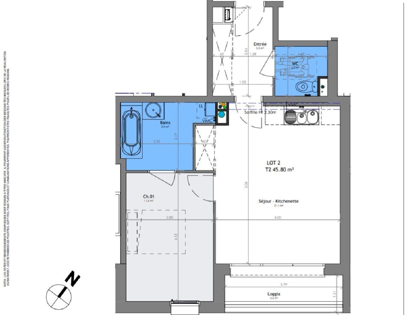 Vente appartement 2 pièces 45,8 m2