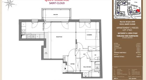 Location appartement 2 pièces 53,83 m2