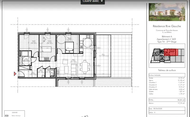 Vente appartement 4 pièces 82,85 m2