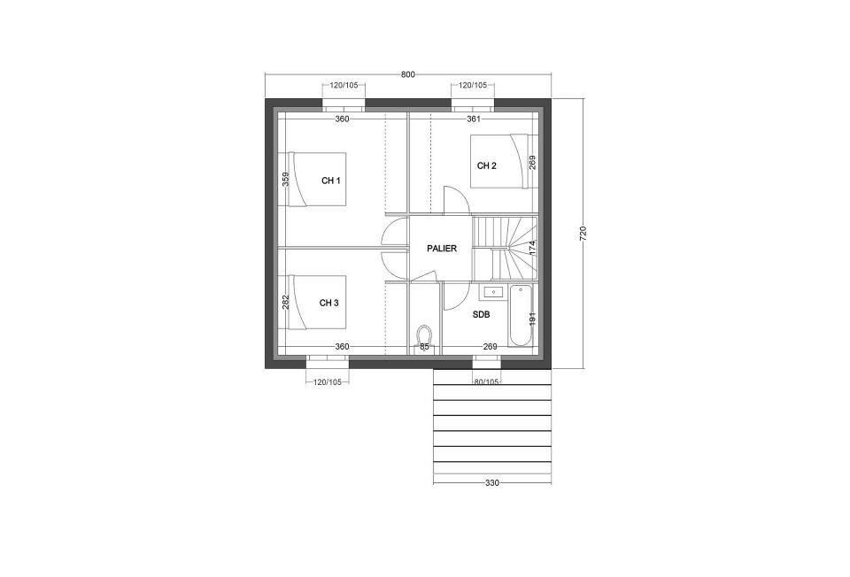 Vente maison 3 pièces 80 m2